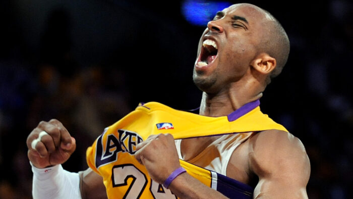 Lakers Kobe Bryant celebrates